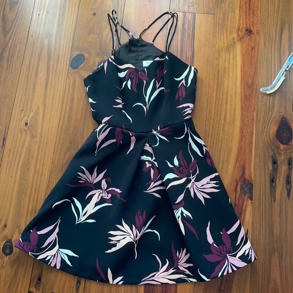 KEEPSAKE black and floral cocktail dress